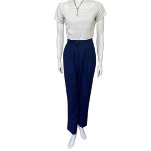 VINTAGE 80s High Waist Cobalt Blue Wool Trousers